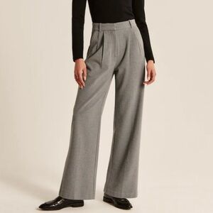 NWT A&F Sloane Brushed Suiting Tailored Pant Gray Trouser L LONG